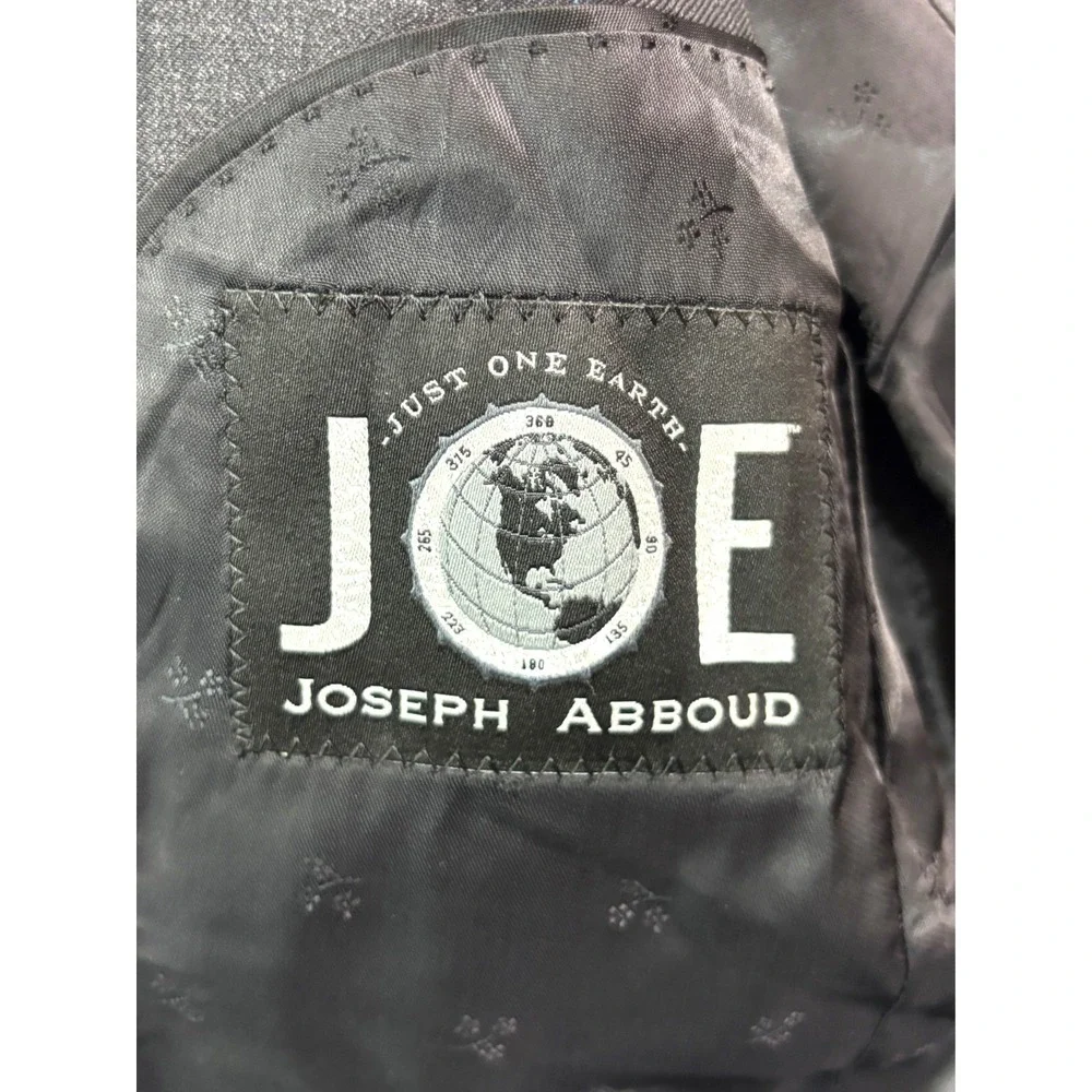 Joseph Abboud 36R 30x29 2pc Pant Suit Charcoal Navy Blue Windowpane Wool Joe‎